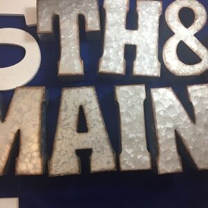 Hobby Lobby Wall Decor NWT Galvanized Metal (8) Letters & (1)Wooden Letter